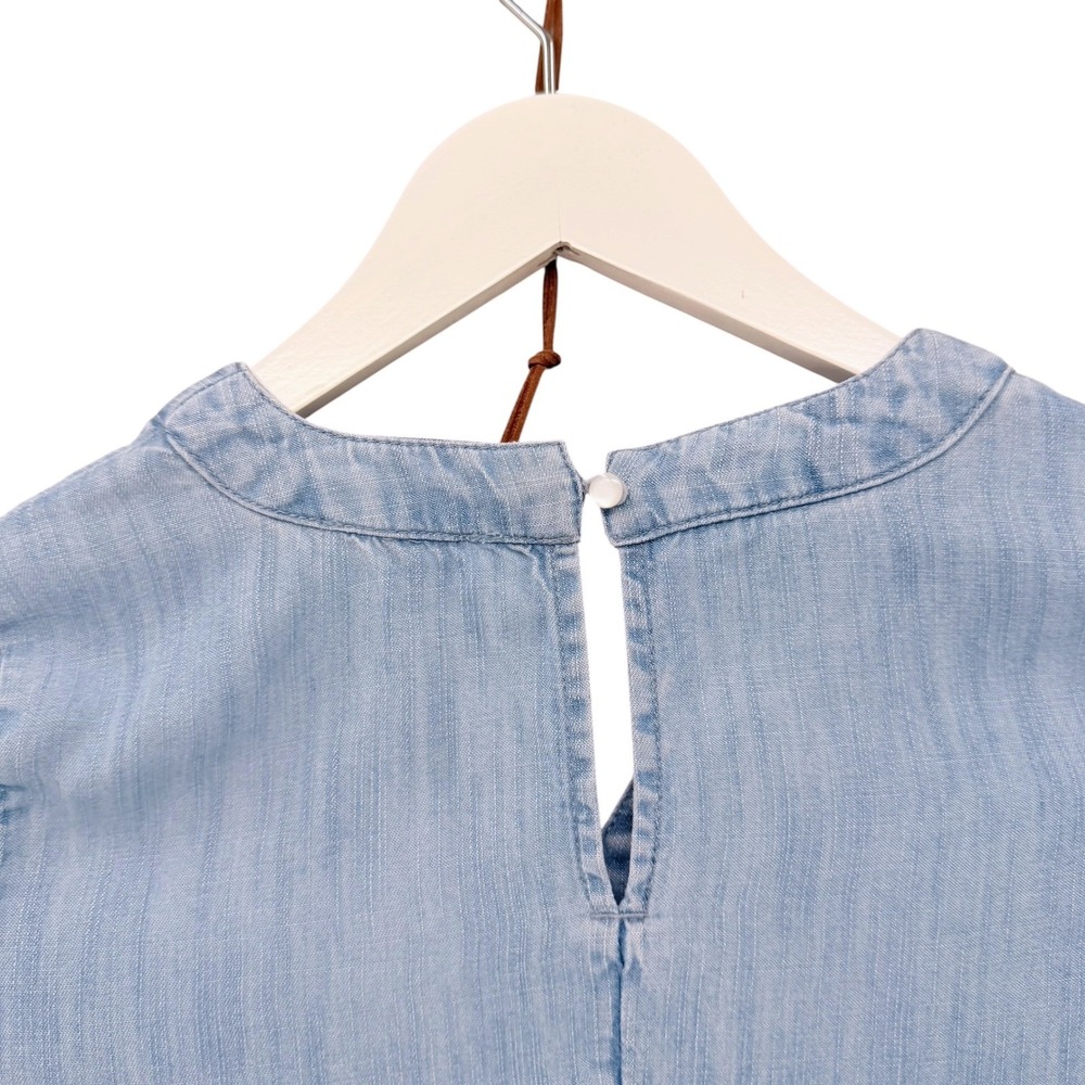 Vineyard Vines Girls Light Blue Chambray Ruffle Drop Waist Dress Size M 10-12 - Picture 10 of 10